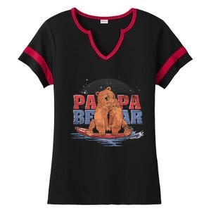 Surfing Bear Family Dad Cute Animal Daddy Papa Bear Gift Ladies Halftime Notch Neck Tee