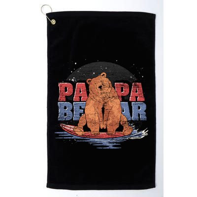 Surfing Bear Family Dad Cute Animal Daddy Papa Bear Gift Golf Towel