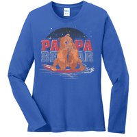 Surfing Bear Family Dad Cute Animal Daddy Papa Bear Gift Ladies Long Sleeve Shirt