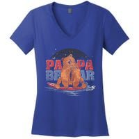 Surfing Bear Family Dad Cute Animal Daddy Papa Bear Gift Women's V-Neck T-Shirt