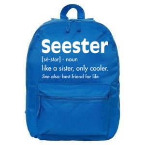 Sister Birthday Funny Gift With Funny Seester Definition Gift 16 in Basic Backpack