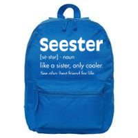 Sister Birthday Funny Gift With Funny Seester Definition Gift 16 in Basic Backpack