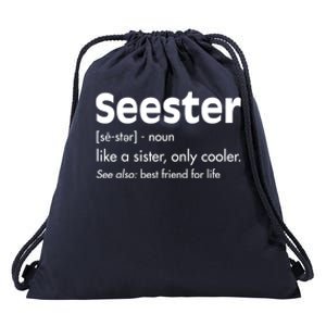 Sister Birthday Funny Gift With Funny Seester Definition Gift Drawstring Bag