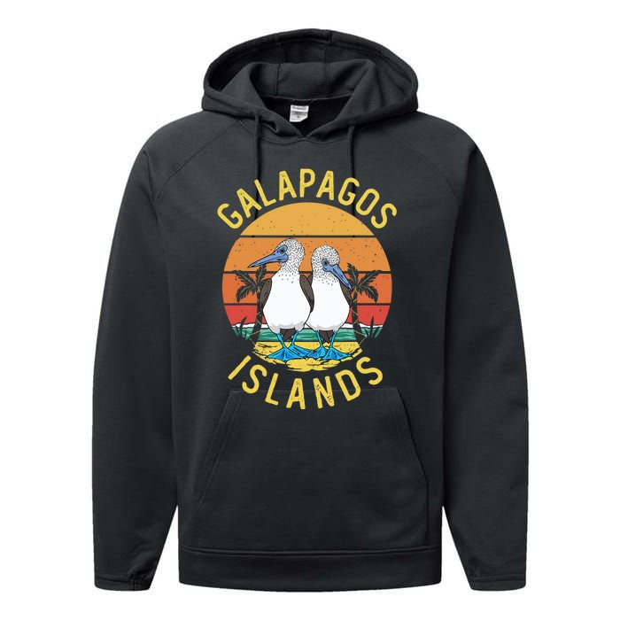 Seabirds Blue Footed Booby Bird Galapagos Island Performance Fleece Hoodie