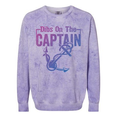 Sailor Boat Funny Captain Wife Dibs On The Captain Gift Colorblast Crewneck Sweatshirt