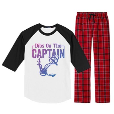 Sailor Boat Funny Captain Wife Dibs On The Captain Gift Raglan Sleeve Pajama Set