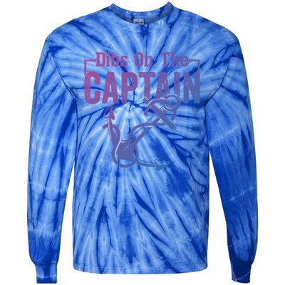 Sailor Boat Funny Captain Wife Dibs On The Captain Gift Tie-Dye Long Sleeve Shirt