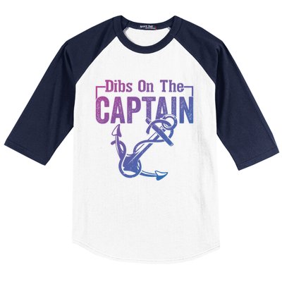 Sailor Boat Funny Captain Wife Dibs On The Captain Gift Baseball Sleeve Shirt