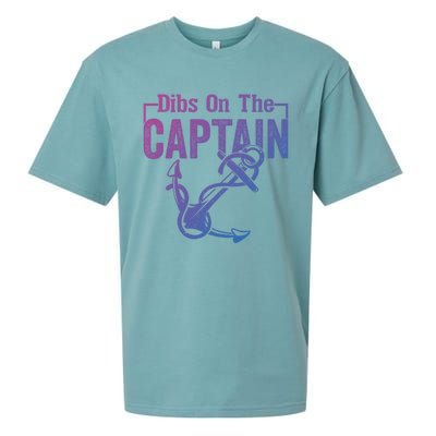 Sailor Boat Funny Captain Wife Dibs On The Captain Gift Sueded Cloud Jersey T-Shirt