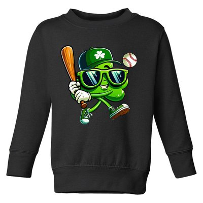 Shamrock Baseball Funny St Patricks Day Toddler Sweatshirt