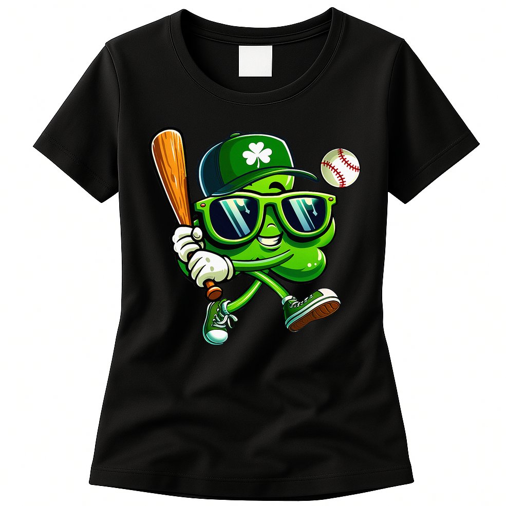 Shamrock Baseball Funny St Patricks Day Womens T-Shirt