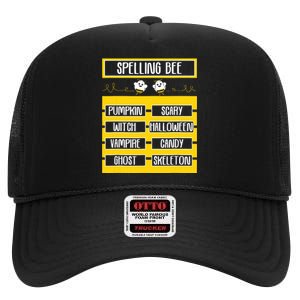 Spelling Bee Funny Pun Halloween Costume For Teachers High Crown Mesh Back Trucker Hat