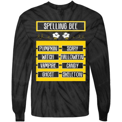 Spelling Bee Funny Pun Halloween Costume For Teachers Tie-Dye Long Sleeve Shirt