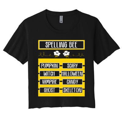 Spelling Bee Funny Pun Halloween Costume For Teachers Women's Crop Top Tee