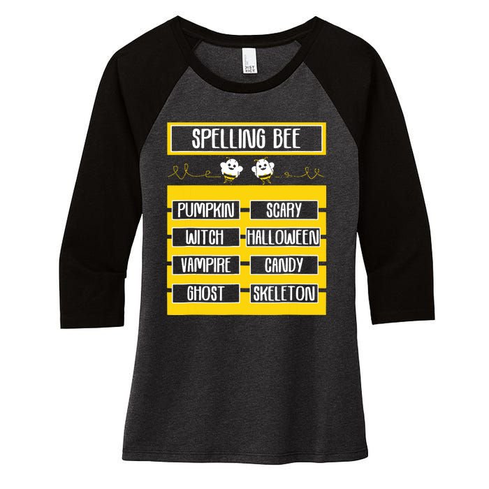 Spelling Bee Funny Pun Halloween Costume For Teachers Women's Tri-Blend 3/4-Sleeve Raglan Shirt