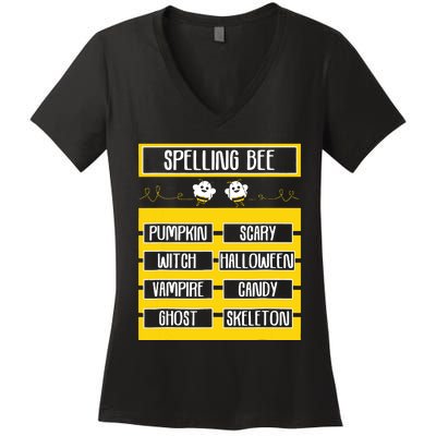 Spelling Bee Funny Pun Halloween Costume For Teachers Women's V-Neck T-Shirt