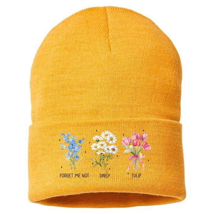 Subtle Boho Flowers Anti Trumpp  Sustainable Knit Beanie