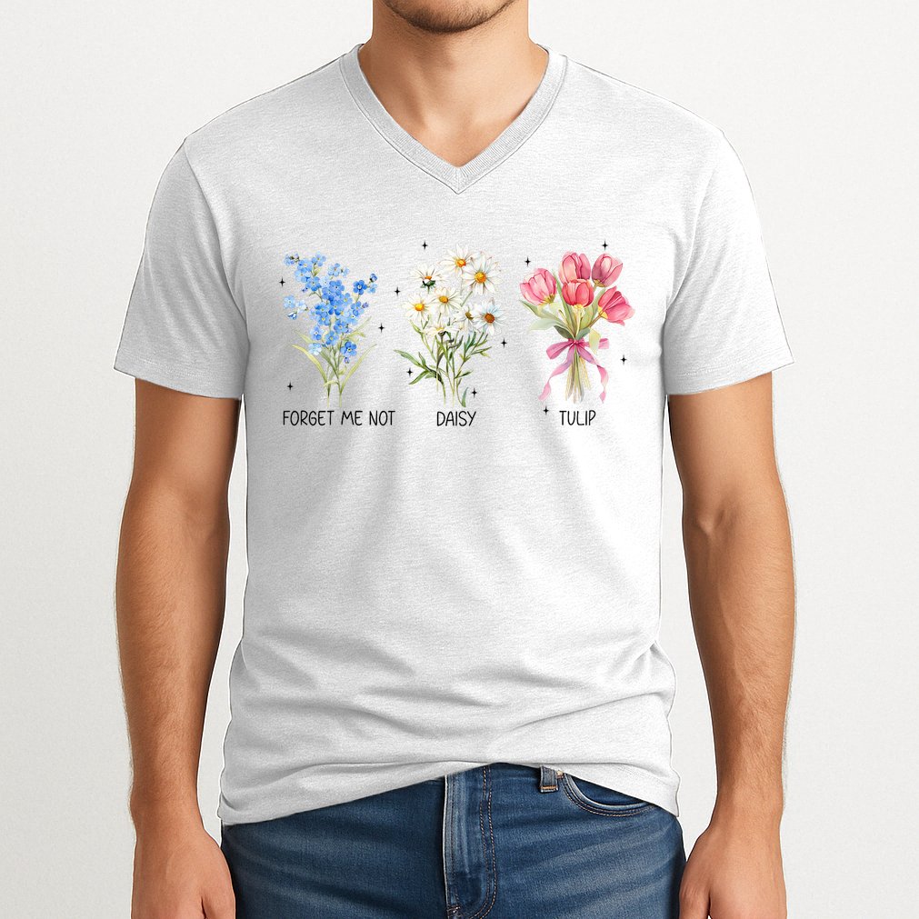 Subtle Boho Flowers Anti Trumpp  V-Neck T-Shirt