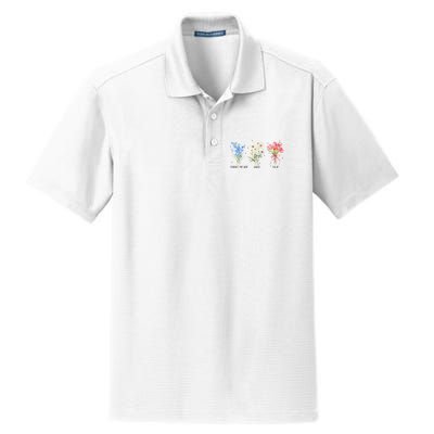 Subtle Boho Flowers Anti Trumpp  Dry Zone Grid Polo