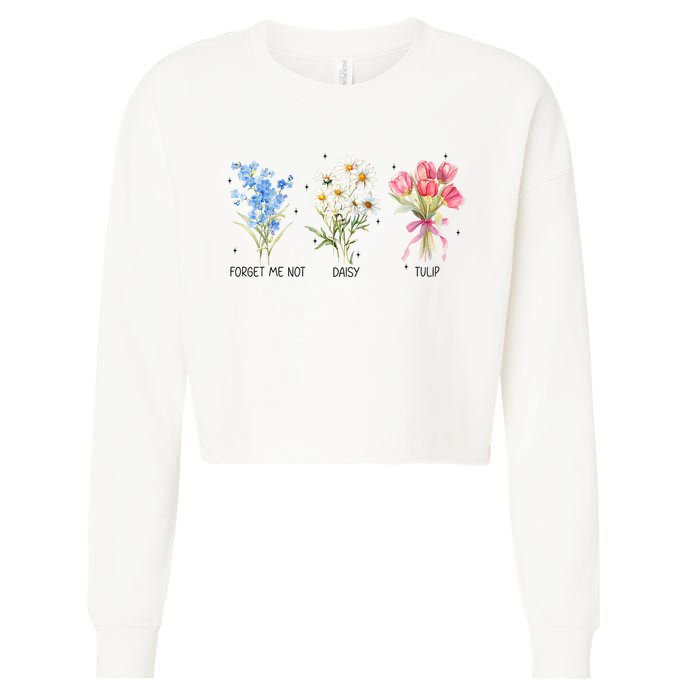 Subtle Boho Flowers Anti Trumpp  Cropped Pullover Crew