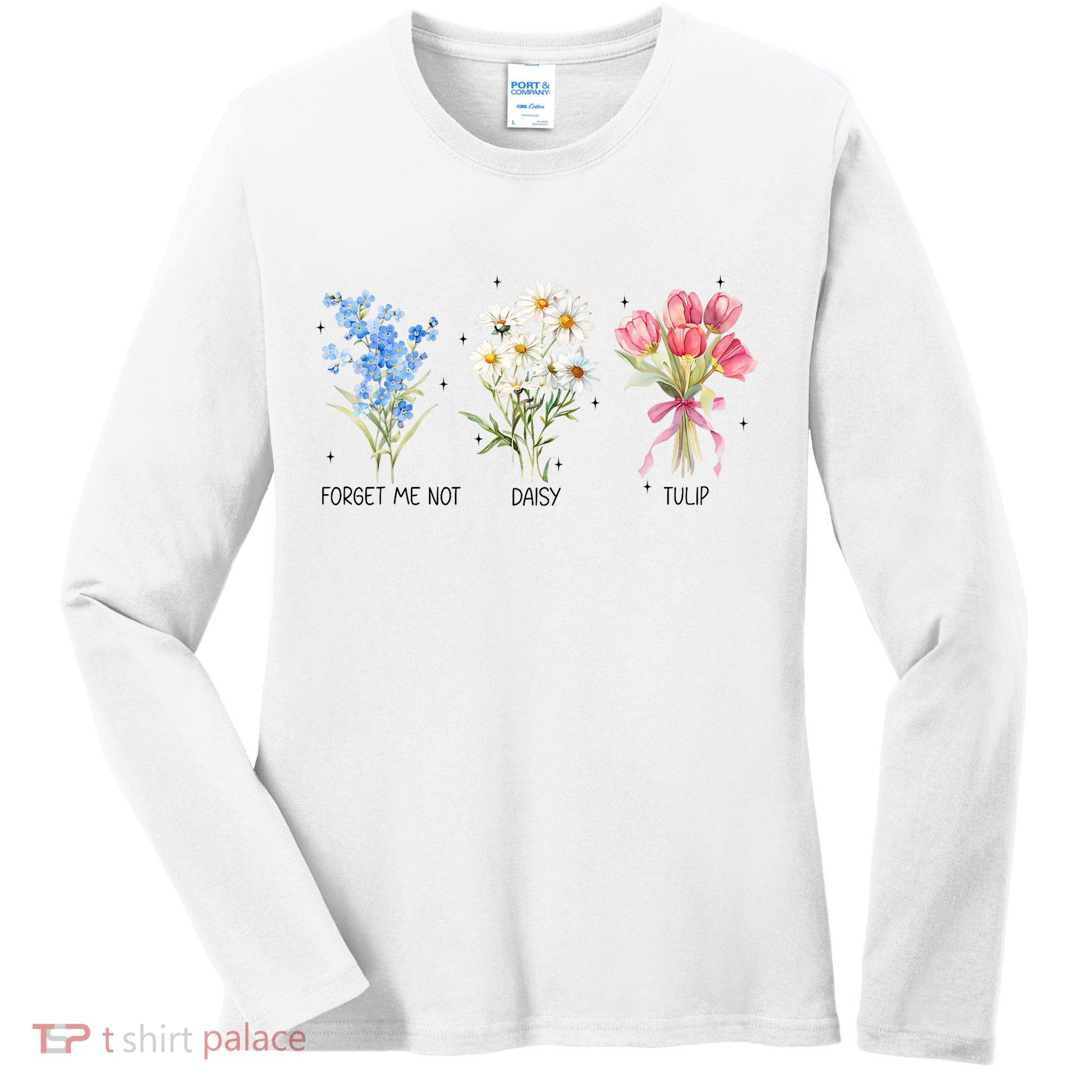 Subtle Boho Flowers Anti Trumpp  Ladies Long Sleeve Shirt