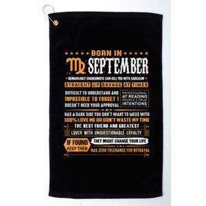 September Birthday Funny Gift Born In September Virgo Cool Gift Platinum Collection Golf Towel