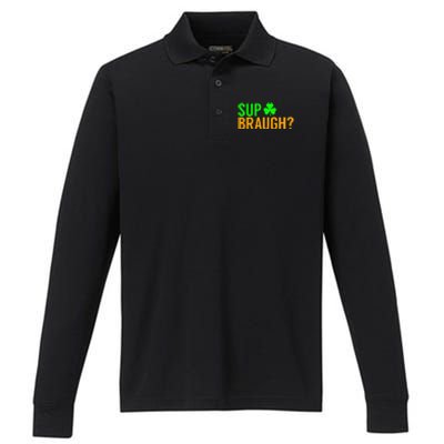 Sup Braugh Funny St Patricks Day Costume Pun Women Performance Long Sleeve Polo