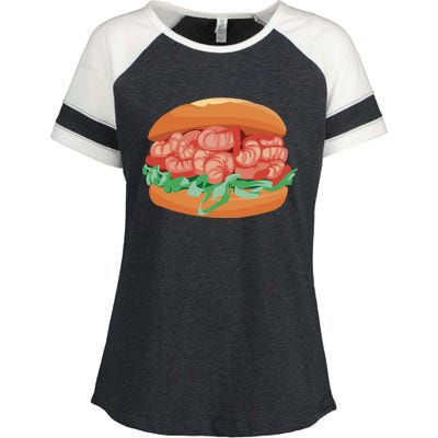 Shrimp Burger Fastfood Graphic And Gift Enza Ladies Jersey Colorblock Tee