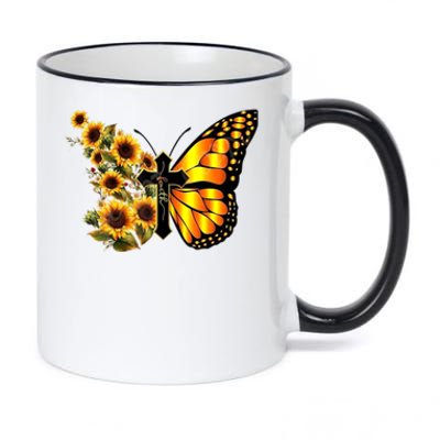 Sunflower Butterfly Faith 11oz Black Color Changing Mug