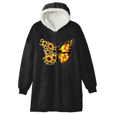 Sunflower Butterfly Faith Hooded Wearable Blanket