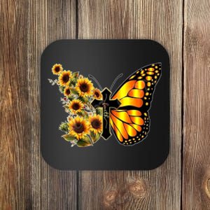 Sunflower Butterfly Faith Coaster