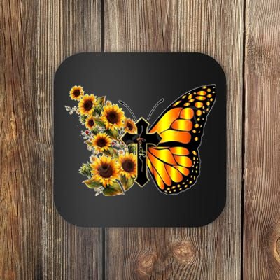 Sunflower Butterfly Faith Coaster