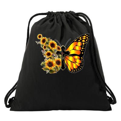 Sunflower Butterfly Faith Drawstring Bag