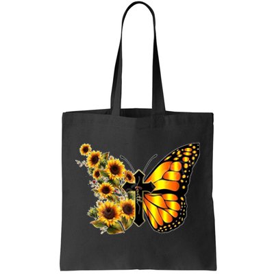 Sunflower Butterfly Faith Tote Bag