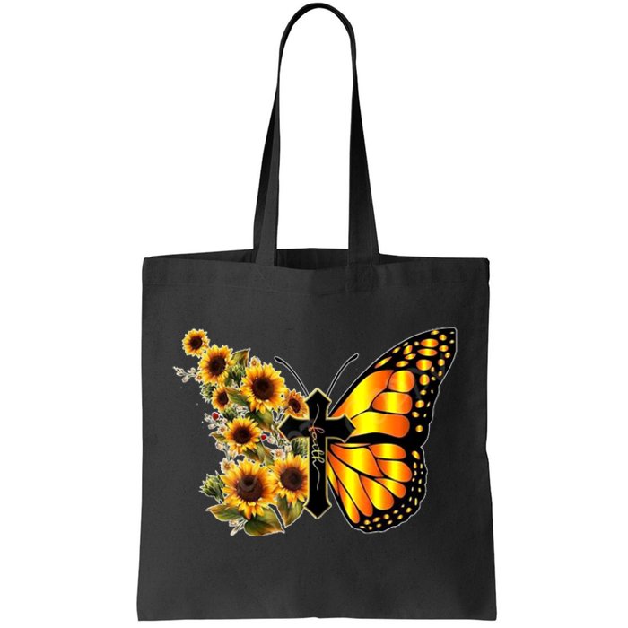 Sunflower Butterfly Faith Tote Bag