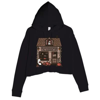 Spooky Bookstore Fall Cozy Crop Fleece Hoodie