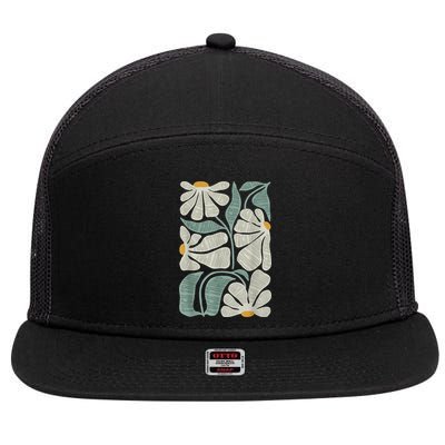 Subtle Boho Flowers Anti Trump Anti Maga Kamala Harris Voter 7 Panel Mesh Trucker Snapback Hat