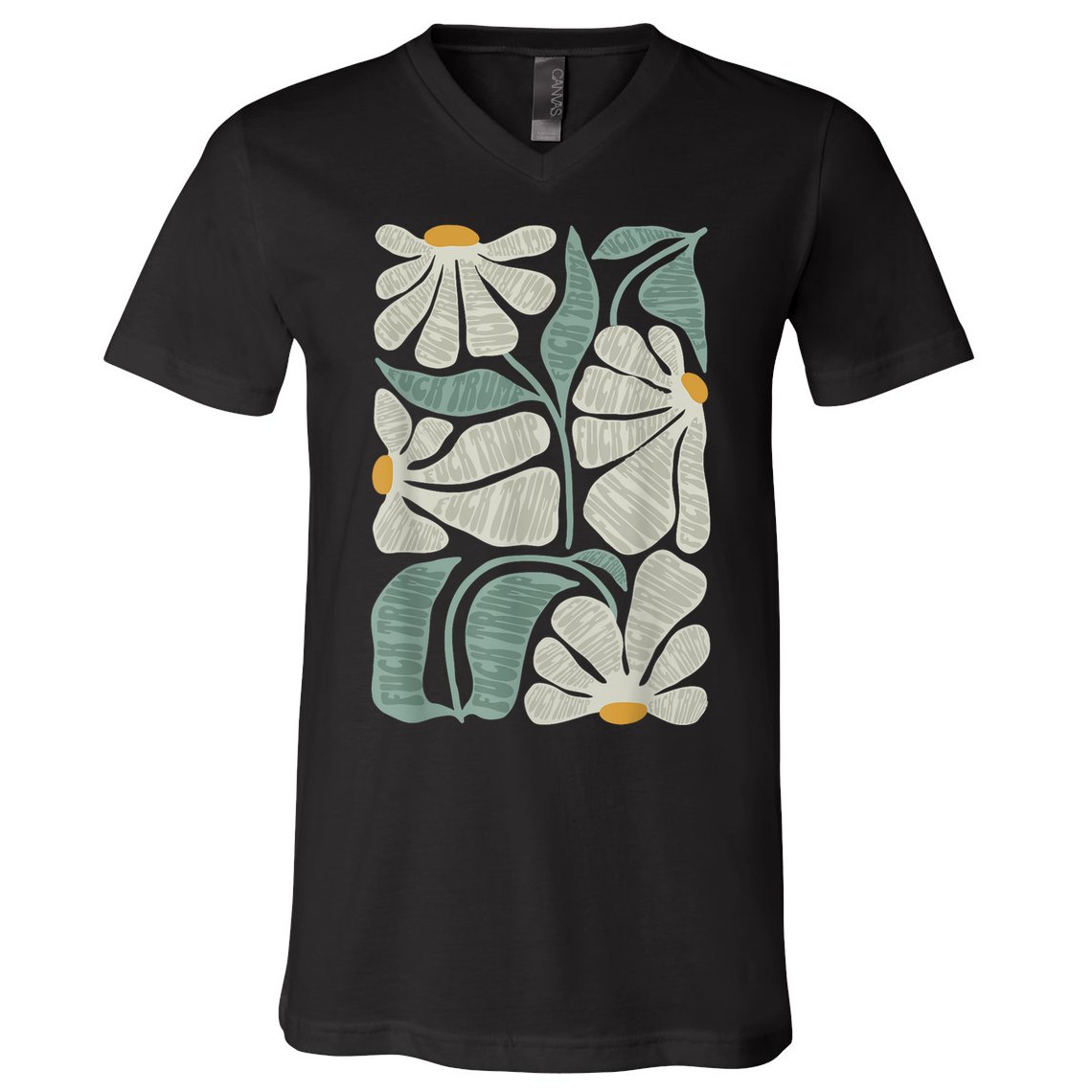 Subtle Boho Flowers Anti Trump Anti Maga Kamala Harris Voter V-Neck T-Shirt
