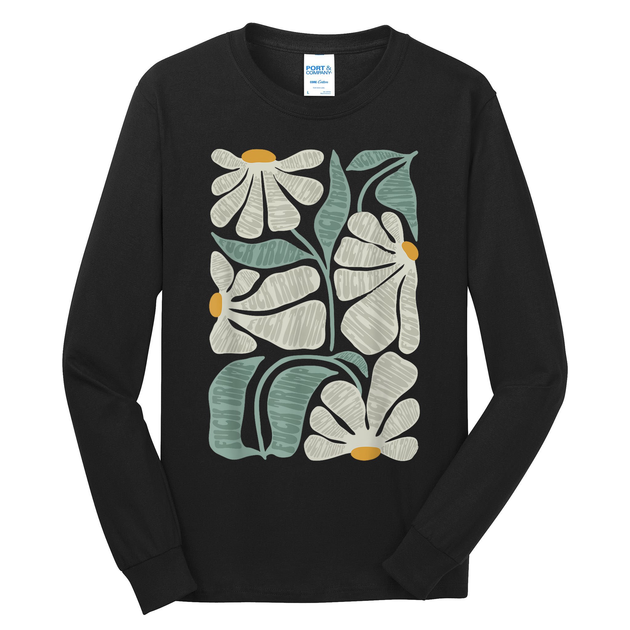Subtle Boho Flowers Anti Trump Anti Maga Kamala Harris Voter Tall Long Sleeve T-Shirt