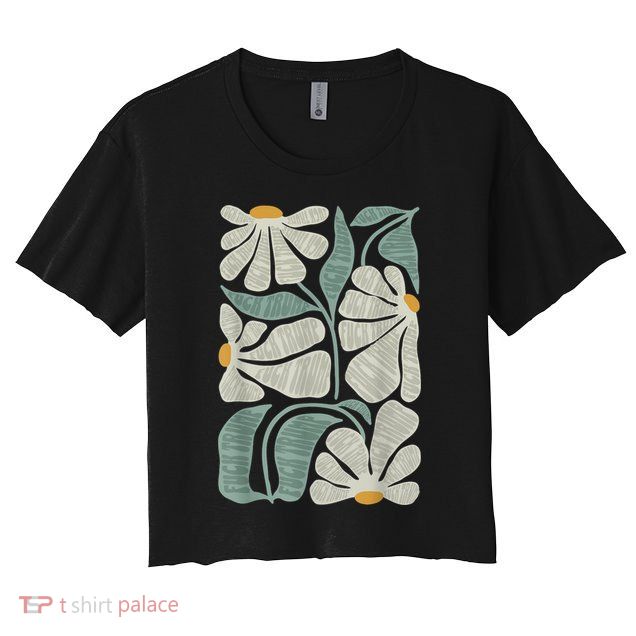 Subtle Boho Flowers Anti Trump Anti Maga Kamala Harris Voter Crop Top