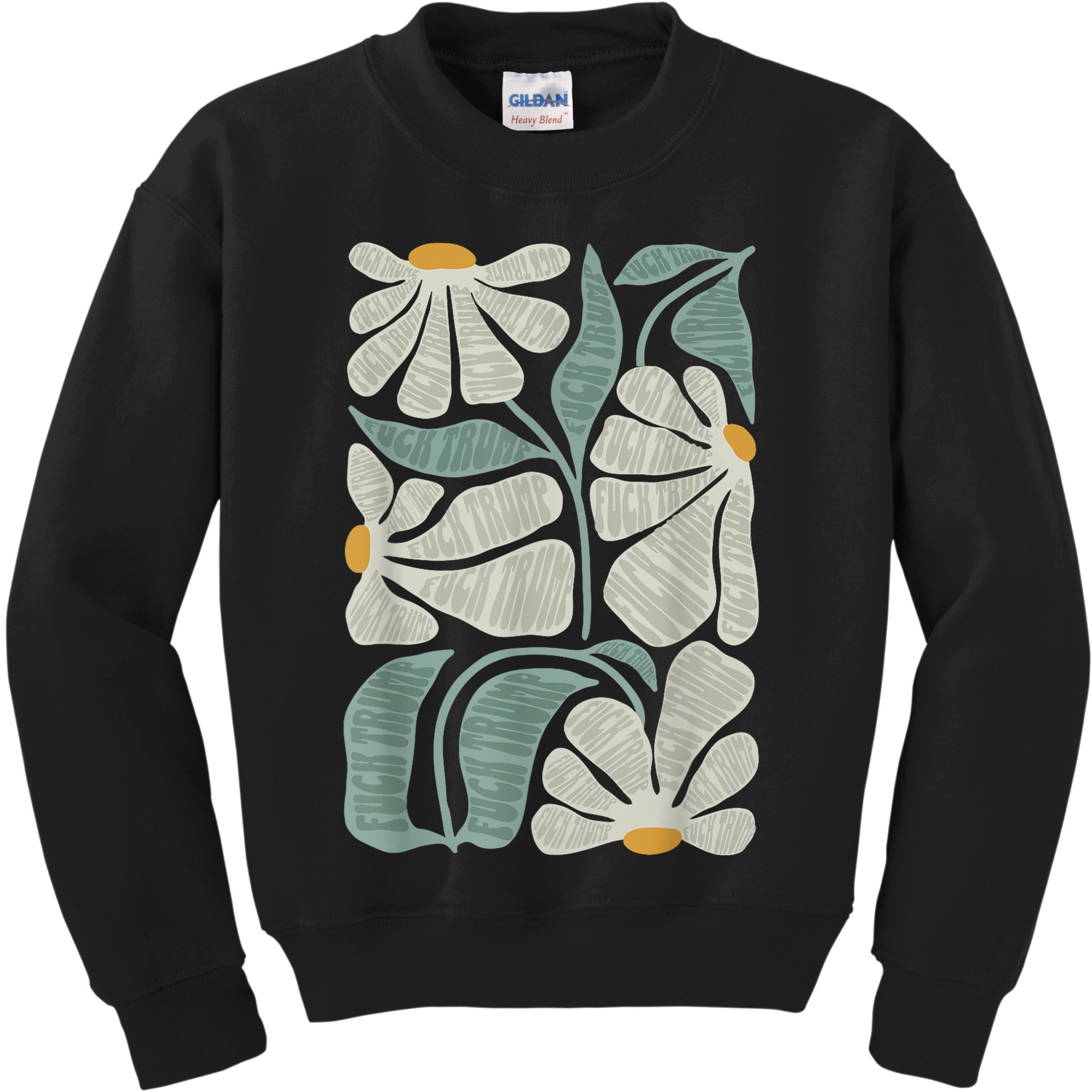 Subtle Boho Flowers Anti Trump Anti Maga Kamala Harris Voter Kids Sweatshirt