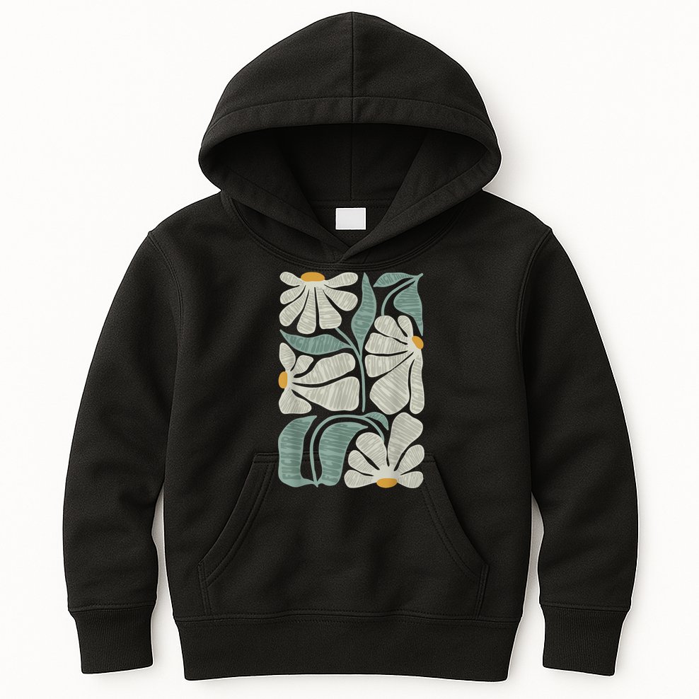 Subtle Boho Flowers Anti Trump Anti Maga Kamala Harris Voter Kids Hoodie