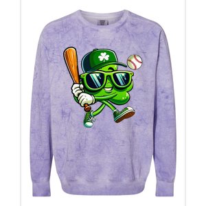 Shamrock Baseball Funny St Patricks Day Colorblast Crewneck Sweatshirt