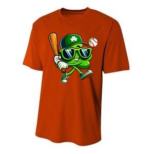 Shamrock Baseball Funny St Patricks Day Performance Sprint T-Shirt