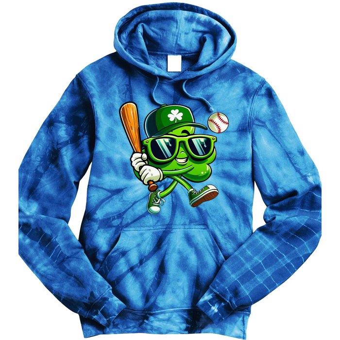 Shamrock Baseball Funny St Patricks Day Tie Dye Hoodie