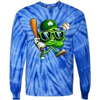 Shamrock Baseball Funny St Patricks Day Tie-Dye Long Sleeve Shirt