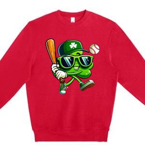 Shamrock Baseball Funny St Patricks Day Premium Crewneck Sweatshirt