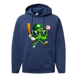 Shamrock Baseball Funny St Patricks Day Performance Fleece Hoodie