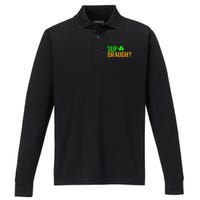 Sup Braugh Funny St Patricks Day Costume Pun Women Performance Long Sleeve Polo