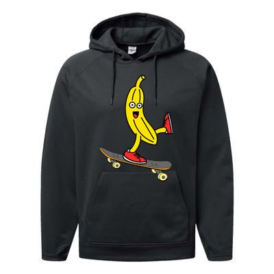 Skateboard Banana Funny Skateboarding Wo Man Performance Fleece Hoodie